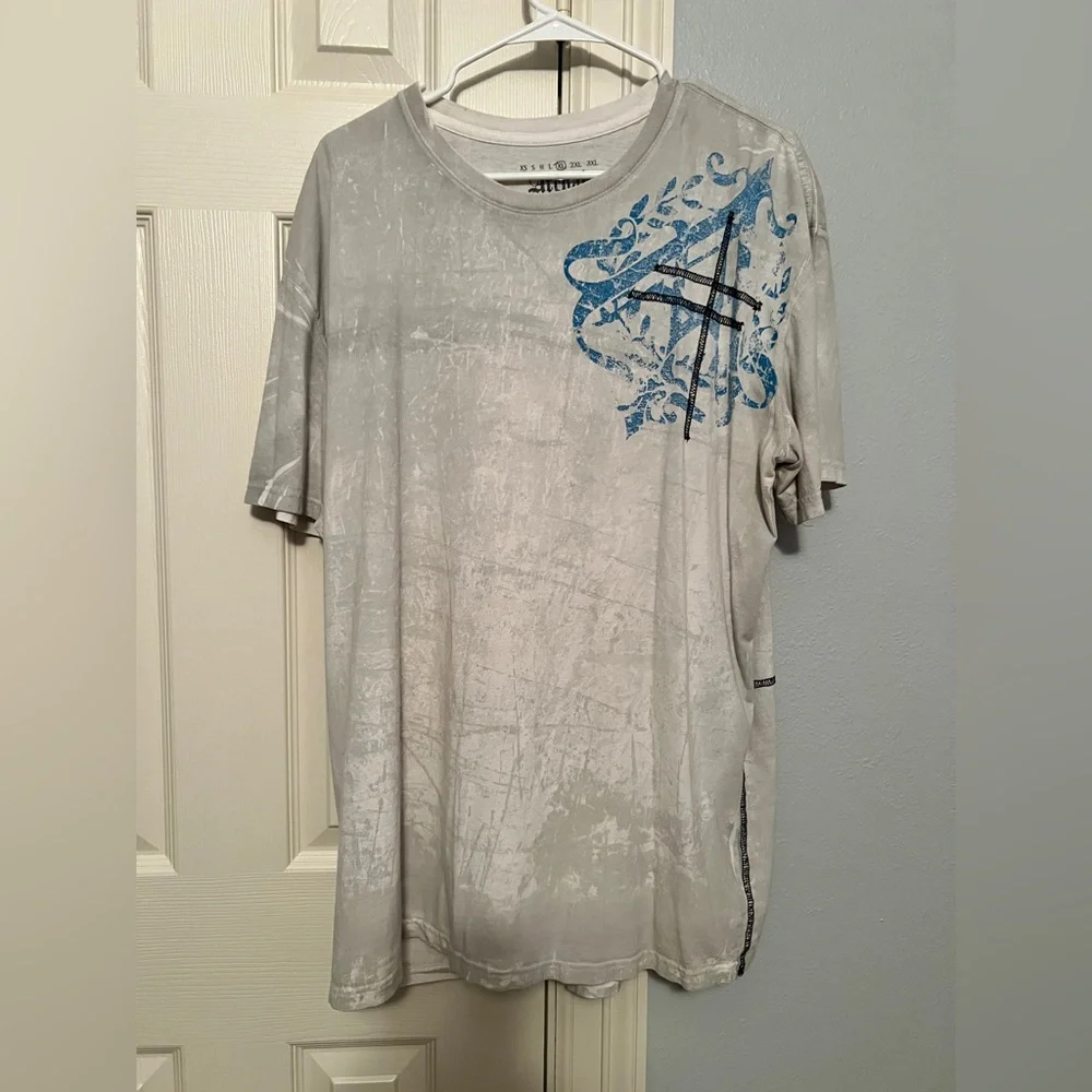 Vintage Y2K Archaic Affliction Mens Wings Blue Gray T Shirt Graphic X-Large XL - Picture 2 of 6